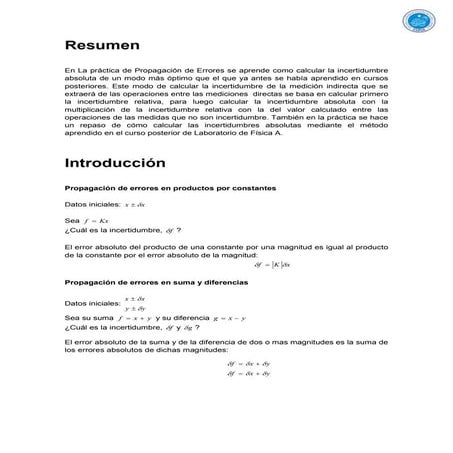 Informe de propagacion de errores laboratorio de fisica c