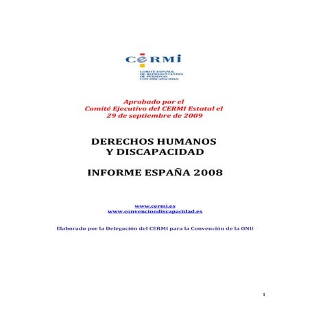 Informe de Derechos Humanos y Discapacidad 2008 del CERMI