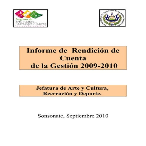Informe de  rendición de cuentas 2009 2010