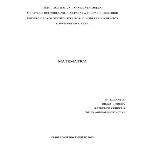 TRABAJO DE MATEMATICAS DEL CURSO INTRUCTORIO DE LA UNIVERSIDAD POLITECNICA TE...