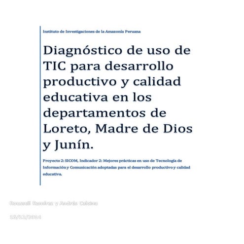 Diagnostico de TIC en escuelas rurales amazónicas | DOCX