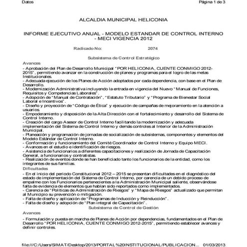 Informe pormenorizado del estado de control interno | DOCX