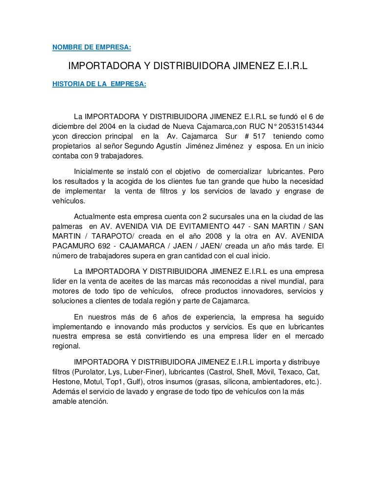 Modelo de Informe de una empresa