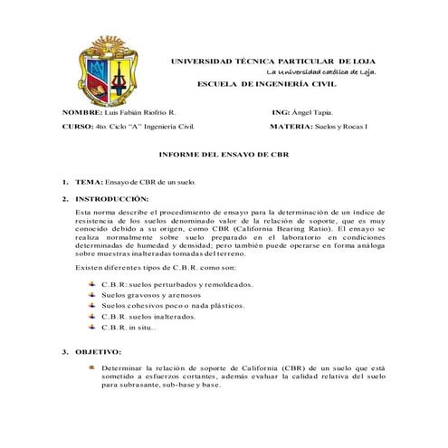 Informe  ensayo de cbr