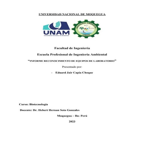 INFORME EQUIPOS DE LABORATORIO BIOTECNOLOGIA.pdf - Document Preview