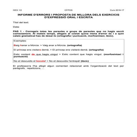 Informe errors i proposta millora