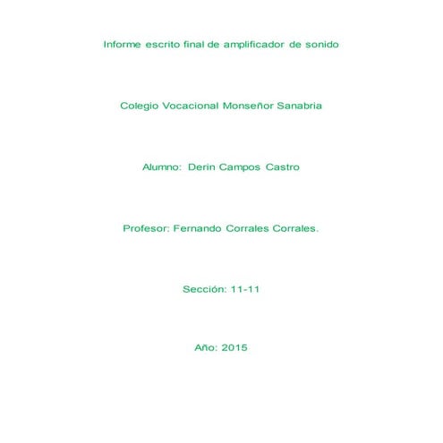 Informe escrito final de amplificador de sonido