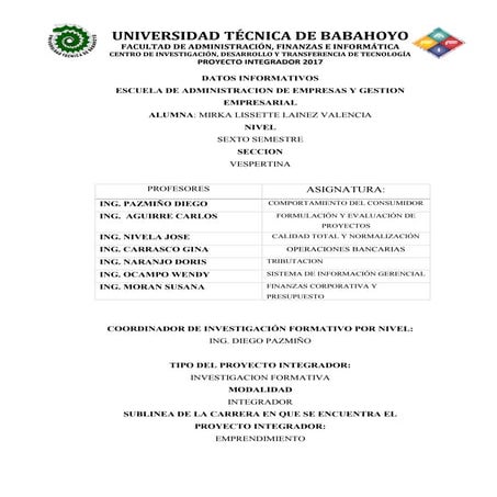 Informe final 6to semestre vespertino (desarrollo turistico)