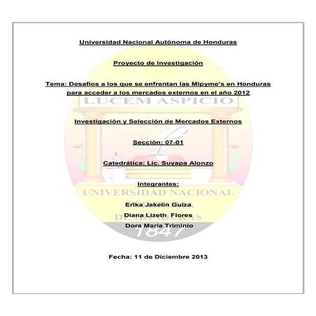 Desafios a los que se enfrentan las Mipyme's en Honduras para acceder a los m...