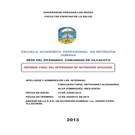 Informe final Internado Comunitario 2013