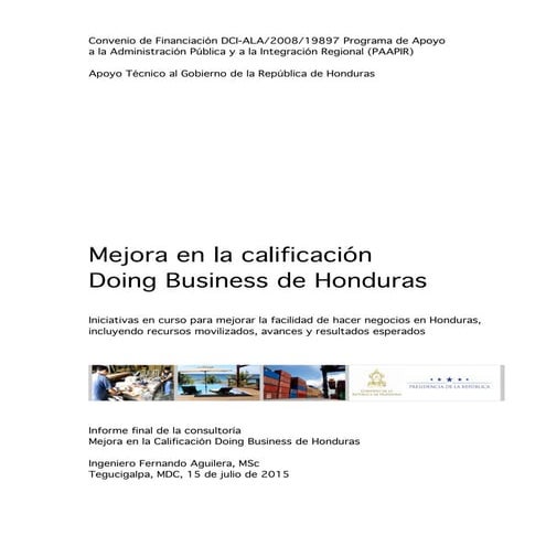 Plan de Mejora en la calificación Doing Business de Honduras (MiEmpresaEnLínea)