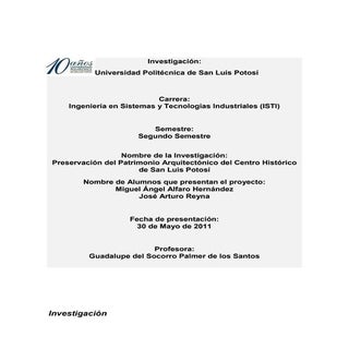 Informe final pat arq cen hist slp