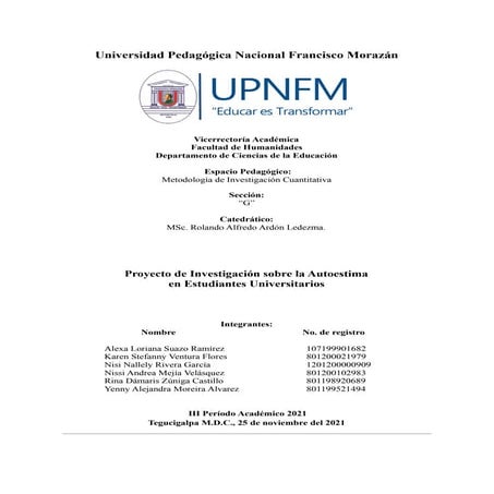Informe de investigación cuantitativa sobre la autoestima en estudiantes uni...