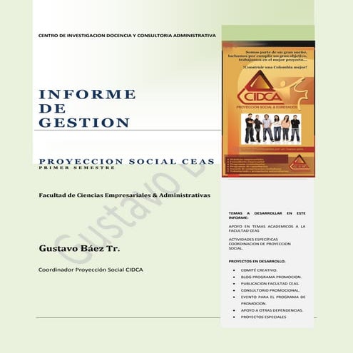Informe final semestral proyeccion social GUSTAVO BAEZ TR 