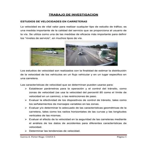 ESTUDIOS DE VELOCIDADES EN CARRETERAS