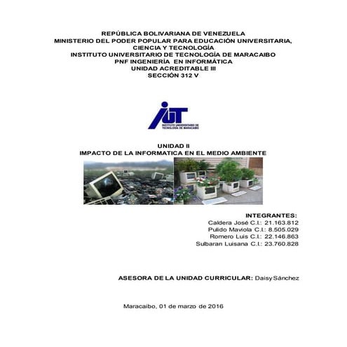 Impacto de la Informática en el Medio Ambiente (grupo de Maviola)