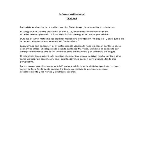 Informe institucional  -Secundario