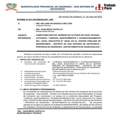 Informe De Visita A Obra PDF