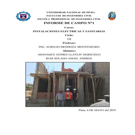 instalaciones electricas y sanitarias INFORME DE OBRA UNP
