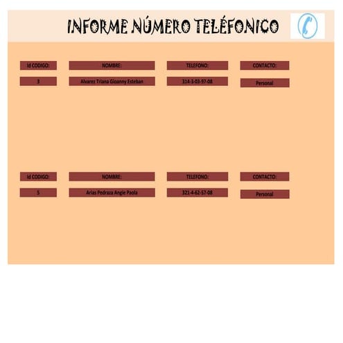 Informe número teléfonico