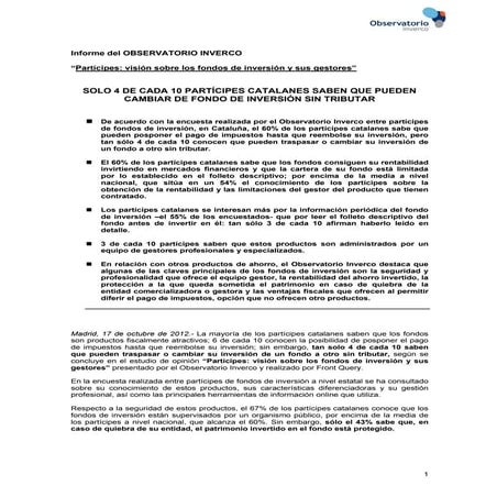 Solo 4 De Cada 10 Part cipes Catalanes Saben Que Pueden Cambiar De Fondo De Inversi n Sin Tributar