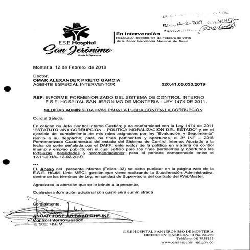 Informe pormenorizado del estado de control interno | DOCX