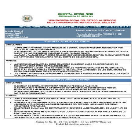 Informe pormenorizado del estado de control interno | DOCX