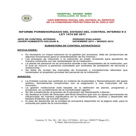 Informe pormenorizado del estado de control interno | DOCX