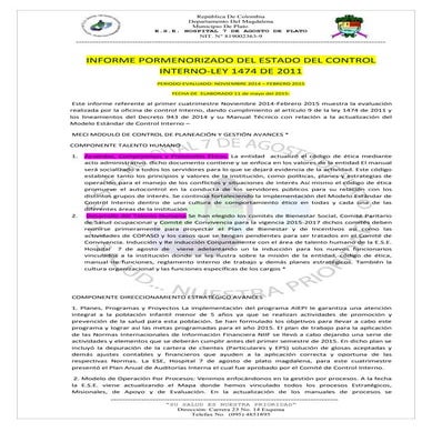 Informe pormenorizado del estado de control interno | DOCX