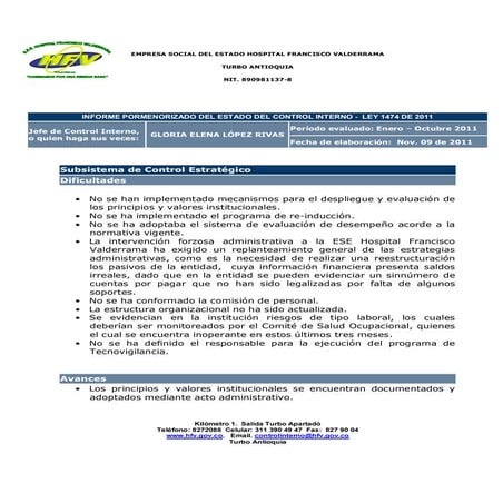Informe pormenorizado del estado de control interno | DOCX