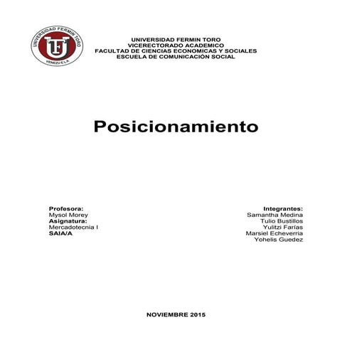  Posicionamiento del Mercado