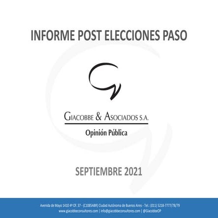 Encuesta de Opinión Pública en Argentina Post PASO