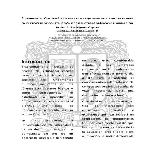 Informe practica #1  (articulo cientifico), Fundamentacion geometrica para el...