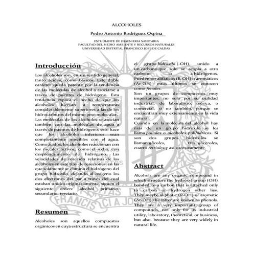 Informe practica #5  (articulo cientifico) Alcoholes