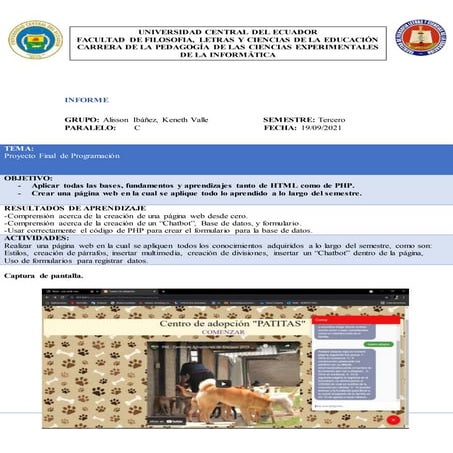 Informe proyecto final programación lenguaje php