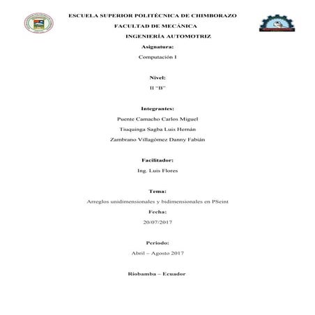 Informe de arreglos en PseInt 