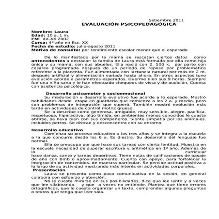 Informe psicopedagógico laura