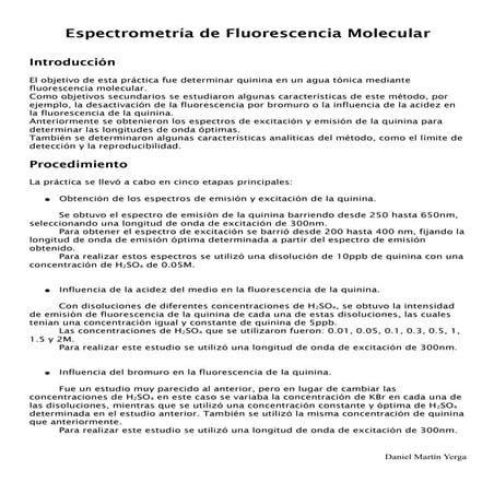 Determinación de quinina en agua tónica mediante Espectrometría de Fluorescen...