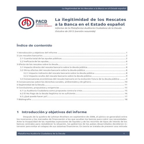 Informe de la Ilegitimidad de los Rescates Bancarios