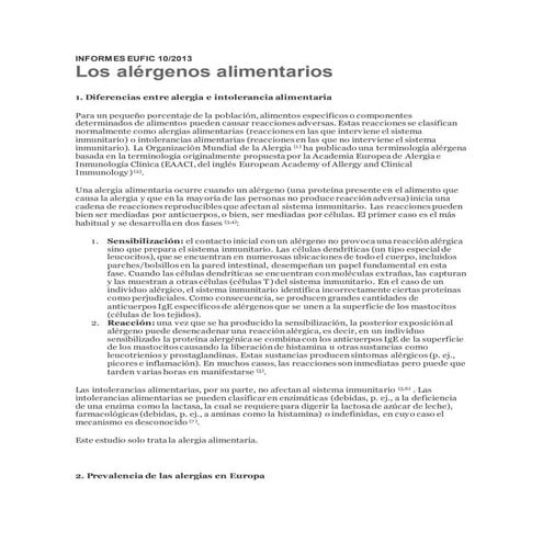 Informes eufic 10 alergenis alimentarios