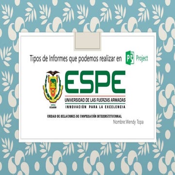 Tipos de informes de project | PPTX
