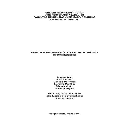 PRINCIPIOS DE CRIMINALÍSTICA Y EL MICROANÁLISIS