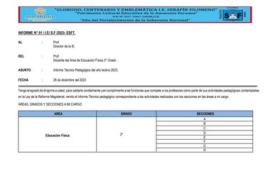 INFORME TÉCNICO PEDAGÓGICO 2023  - secundaria
