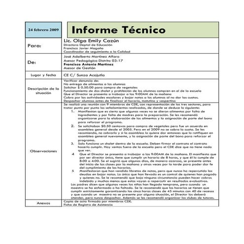 Informe TéCnico Sunza