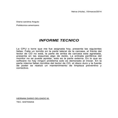 Informe tecnico cpu