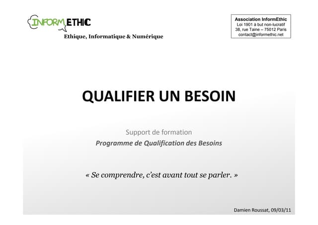 InformEthic | Qualifier un besoin