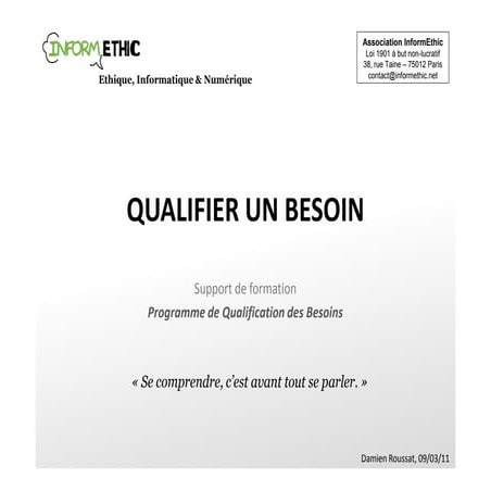 InformEthic | Qualifier un besoin
