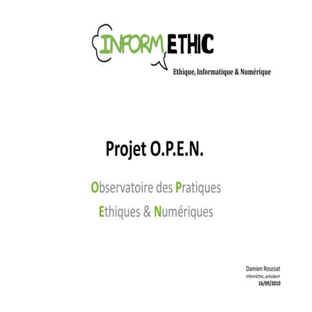 InformEthic présentation du projet O.P.E.N.