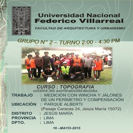 Informe topografico - MEDICIÓN CON WINCHA Y JALONES