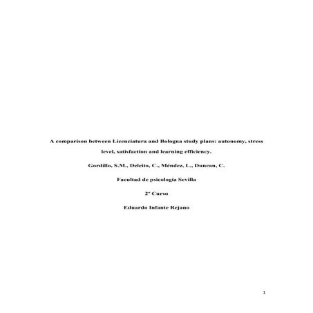 A comparison between Licenciatura and Bologna study plans: autonomy, stress l...